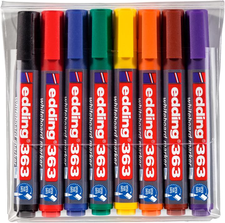 Produktbild Edding 363 Marker (Orange, Gelb, Violett, Grün, Schwarz, Rot, Braun, 5 mm, 8 x)