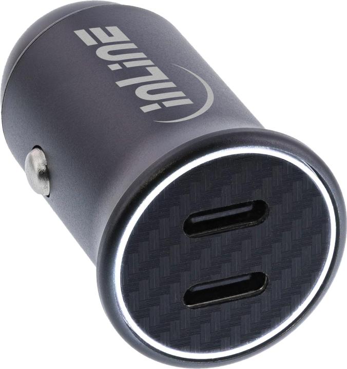 Actual product image InLine USB car power adapter Power Delivery, 2x USB Type-C, black