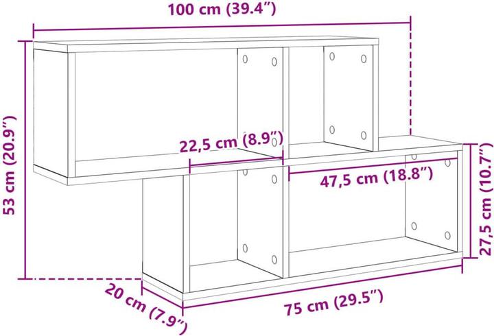 Actual product image VidaXL Wall shelf (100 x 20 x 53 cm)