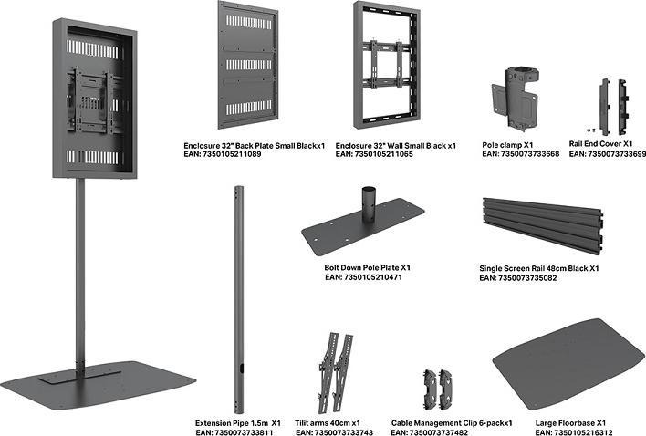 Produktbild Multibrackets Stele ohne Monitor, Portrait, schwarz, 32"/9894