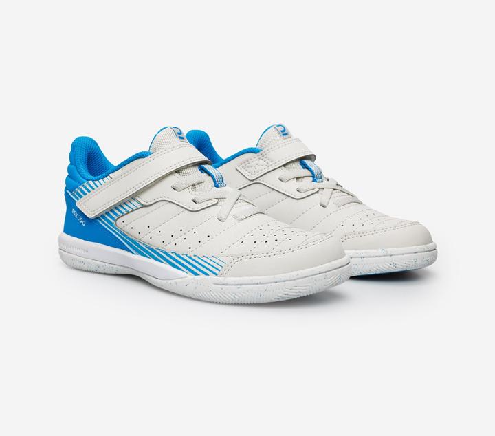 Produktbild Kipsta Kinder Fussball Hallenschuhe Futsal - Eskudo 500 beige/blau (34)