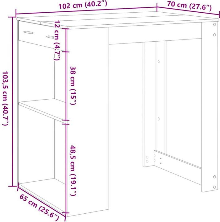 Immagine prodotto VidaXL Tavolo da bar Tavolo alto Tavolo da appoggio Tavolo da cucina Rovere fumé Materiale in legno