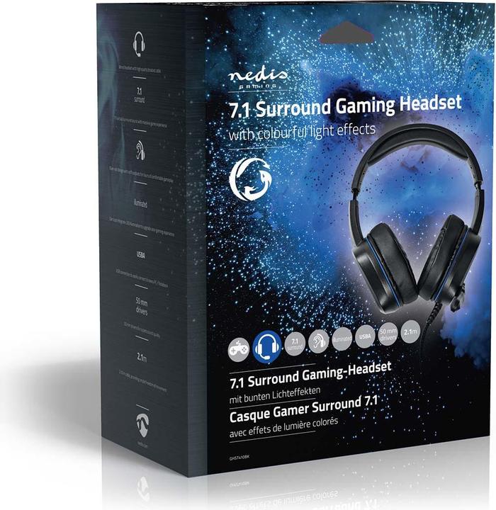 Actual product image Nedis Gaming Headset | Over Ear | Surround | USB Type-A | Foldable Microphone | 2.10 m | LED (Cable)