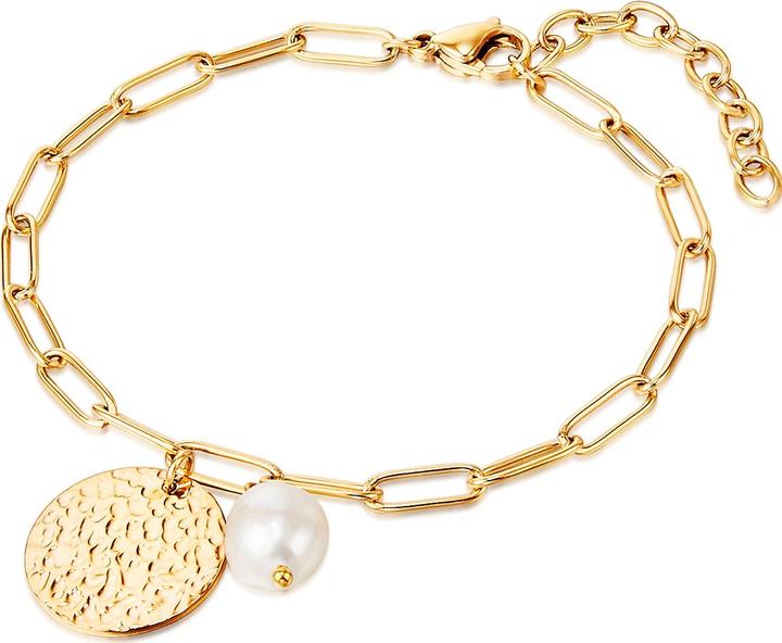 Image du produit Valero Pearls Femme Acier inoxydable Perle d'eau douce de culture or jaune 17,0 cm Longueur de base + 4,0 cm (17 cm, Acier inoxydable)
