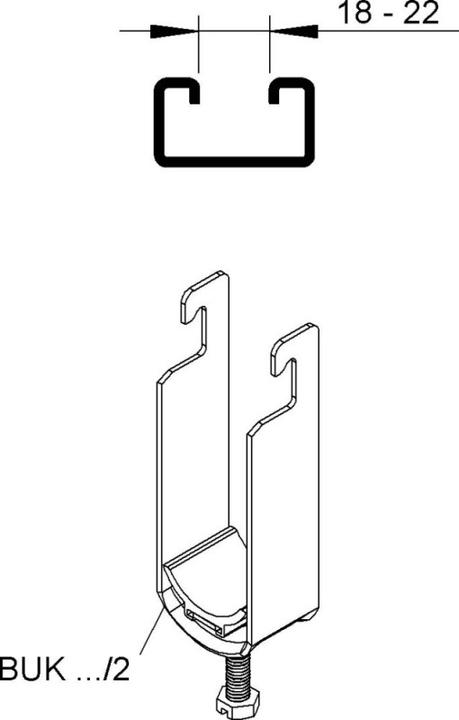 Actual product image Niedax NIE BUK 18/2 Universal U-bolt clamp for 2 cables D14-18mm hot-dip galvanised.