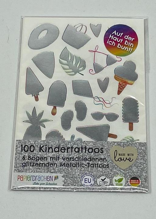 Actual product image Papierdrachen Metallic Tattoo Set 6 - Beach Vibes