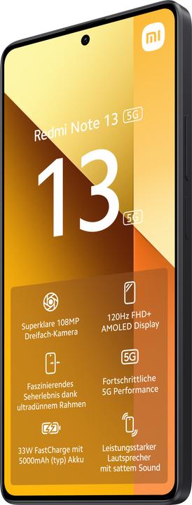 Productafbeelding Xiaomi REDMI NOTE 13 8+256GB DS 5G GRAFIET ZWART OEM (256 GB, Grafiet Zwart, 6.67", Hybride dubbele SIM, 108 Mpx, 5G)