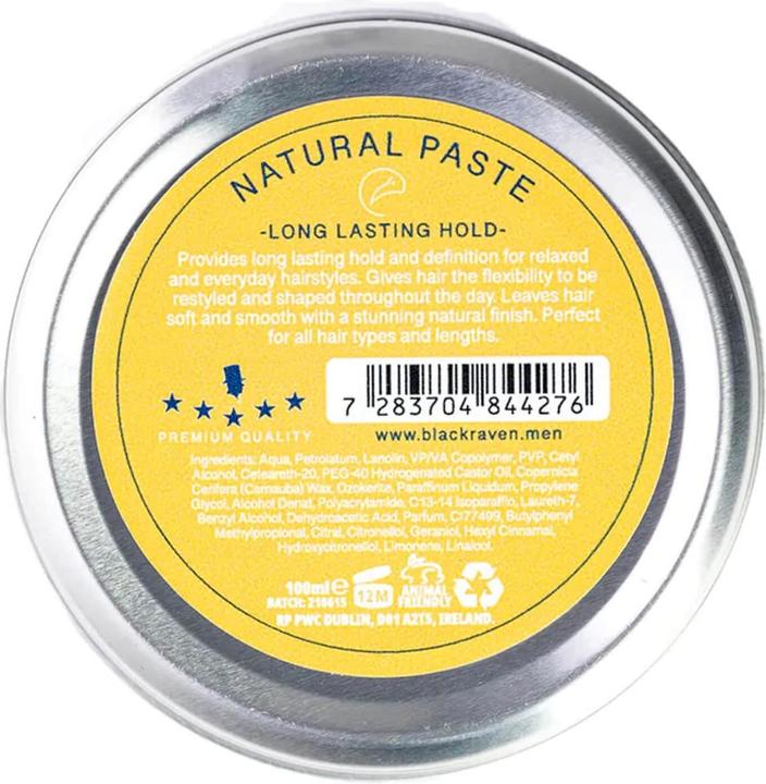 Black Raven - Natural Paste (Haarpaste, Haarpomade, 100 ml)