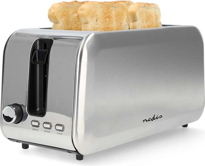 Produktbild Nedis Toaster | 2 Steckplätze | Bräunungsstufen: 7 | Auftaufunktion | Aluminium / Silber (EU-Stecker)