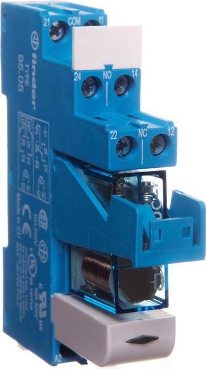 Finder Module de couplage de relais 15,8 mm 2P 8A 24 V CC, contacts AgNi, bornes à vis, rail DIN 35 mm