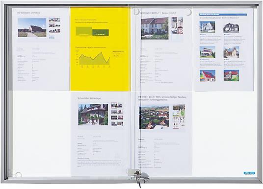Actual product image eurokraft pro Showcase with sliding doors (Magnet board, Bulletin board, 200.5 x 94.5 cm)