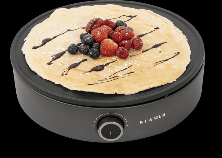 Produktbild KLAMER Crepes Maker, Grosse Backfläche mit 33cm Ø antihaftbeschichtete Platte, 1500W
