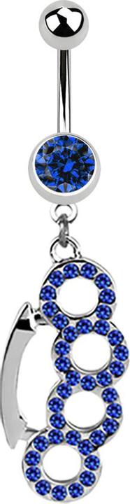 Star Piercing Banane silber mit Anhänger Schlagring dunkelblau (Chirurgenstahl 316L, ohne Messing)