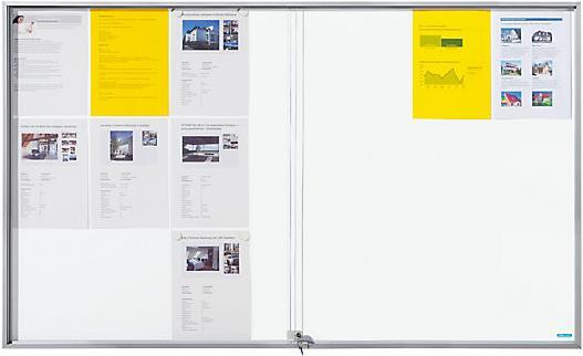 Actual product image eurokraft pro Showcase with sliding doors (Magnet board, Bulletin board, 156.5 x 94.5 cm)