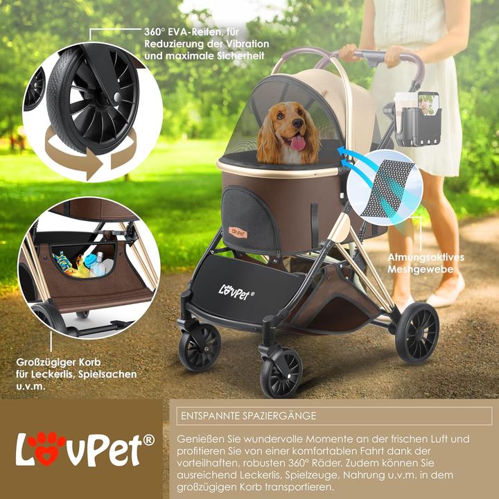 Produktbild Lovpet 3in1 Hundebuggy (Katze, Hund, Komplett zu öffnen, Faltbar, Atmungsaktiv)