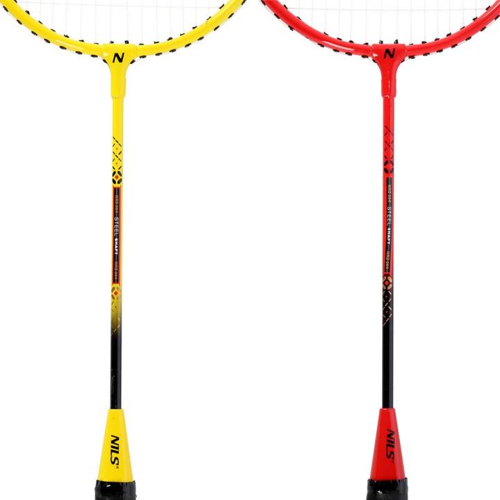 Actual product image Nils NRZ264 ALUMINIUM Badminton Set 4 Rackets 3 Feather Arrows 600x60cm Net Case