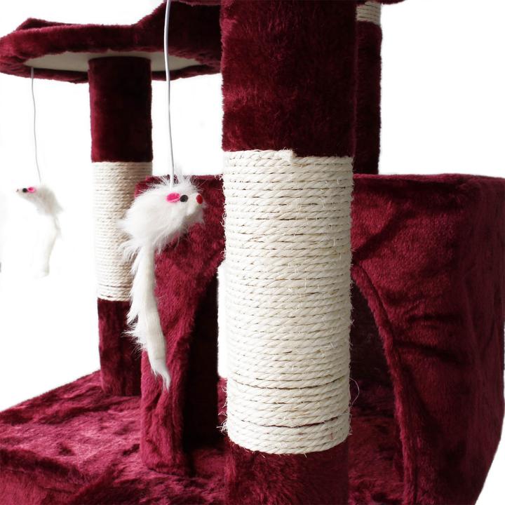 Produktbild Wiltec Kratzbaum Rot 170cm Sisal Katzenbaum Katzenkratzbaum Kletterbaum Katze (170 cm, Rot)