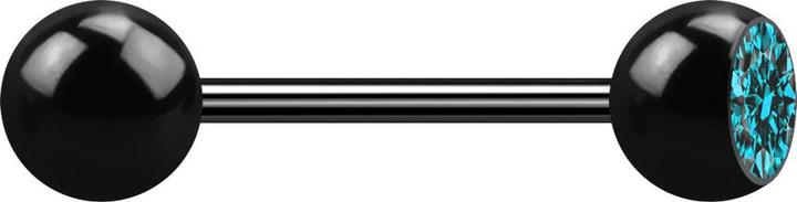 Star Piercing Micro Barbell schwarz mit Kugel und Kugeln Kristall aqua (Chirurgenstahl 316L, ohne Messing)