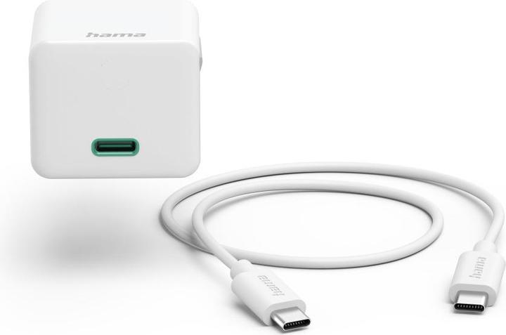 Produktbild Hama Schnellladegerät mit Ladekabel USB-C, Mini-Ladegerät, PD, 20W, 1m, Weiss (20 W)