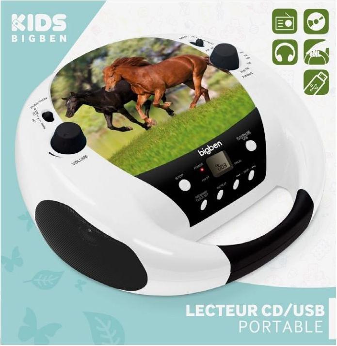 Produktbild Bigben CD52 - Draagbare Radio CD-Speler - Paarden - Wit/Zwart