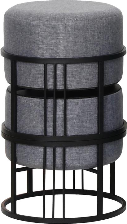 Produktbild En.Casa Multifunktionaler stapelbarer Sitzhocker Tas 2er Set rund Dunkelgrau