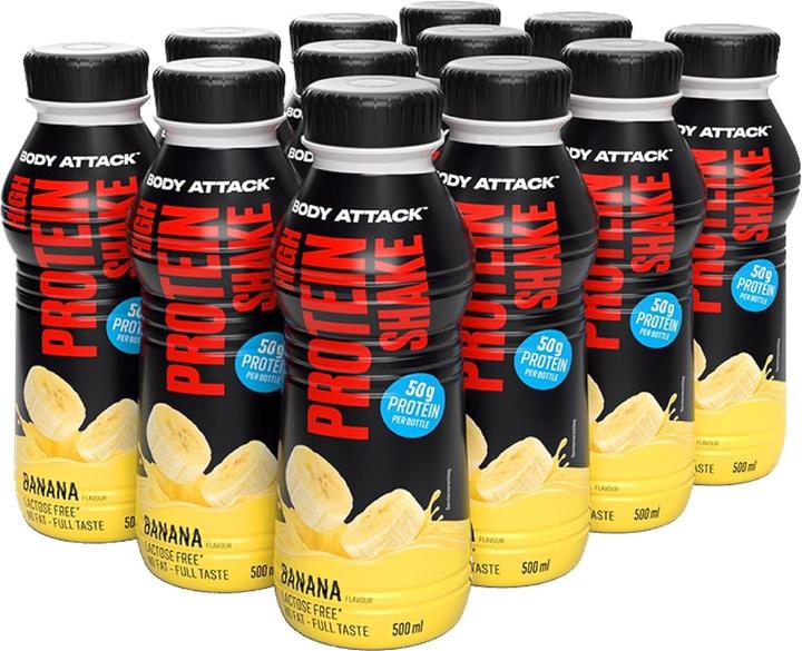 Produktbild Body Attack High Protein Shake (12 x 500ml) (Banane, 12 Stk., 6000 g)