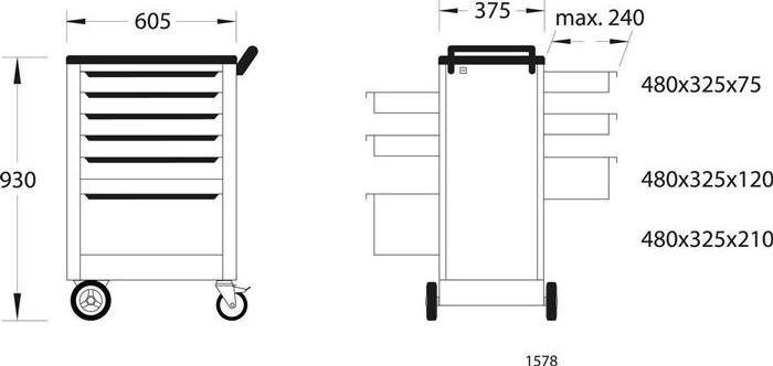 Produktbild Gedore 1578 Werkzeugwagen mit 6 Schubladen (1 x)