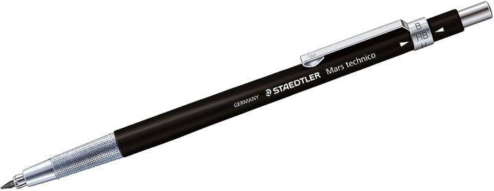 Actual product image Staedtler Clutch pencil Mars technico 780 C black for 2 mm leads with clip and pusher (2 mm, HB, 1 x)
