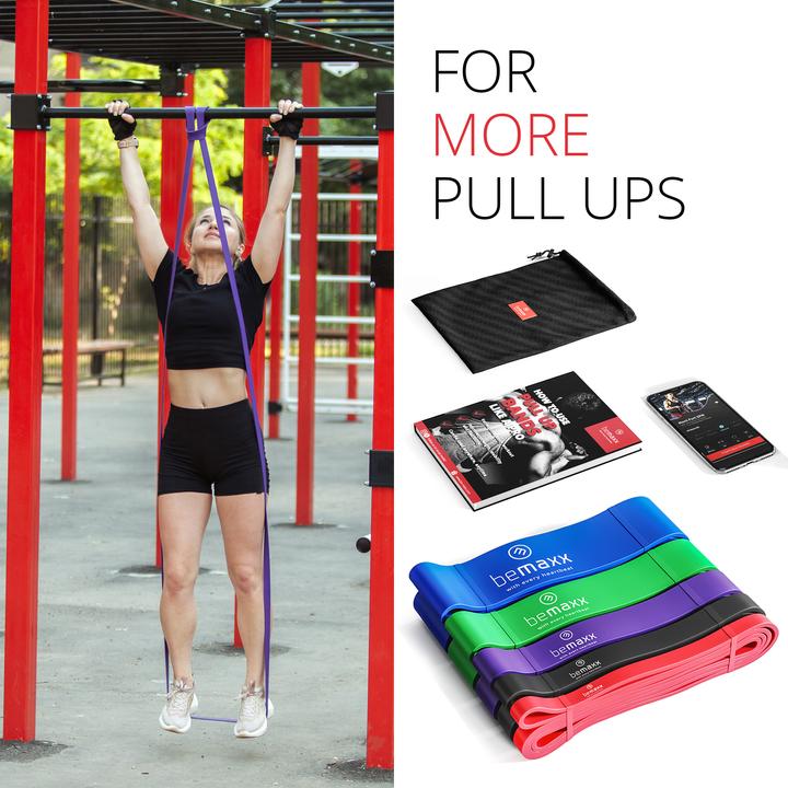 Actual product image BeMaxx Fitness Pull-Up Band Set of 3, (Red, Black, Purple)