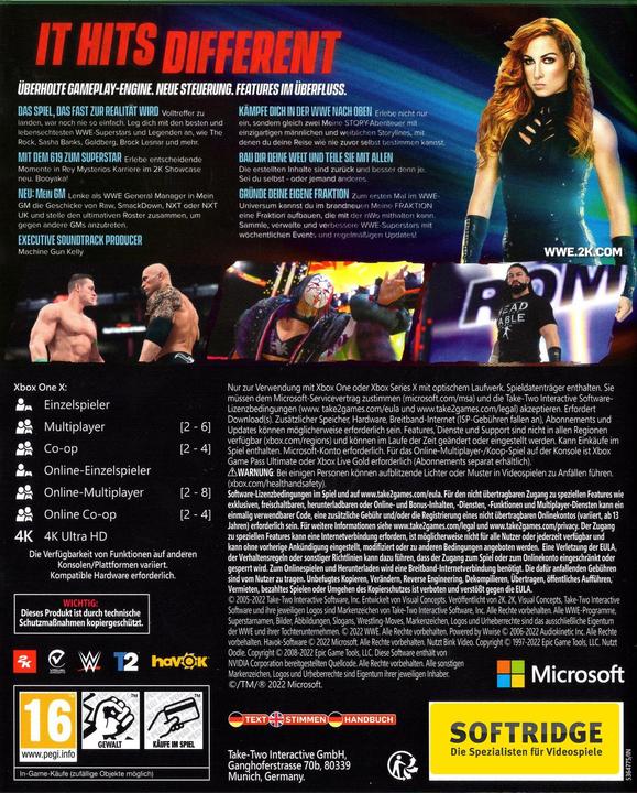 Produktbild 2K Games WWE 2K22 (Xbox One S, Xbox One X, DE)