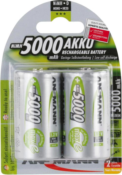 Produktbild Ansmann Mono D (2 Stk., D, 5000 mAh)