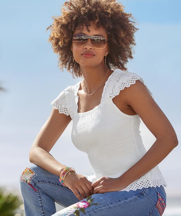 Actual product image Joe Browns Slim Fit Frilly Broderie Peplum Top