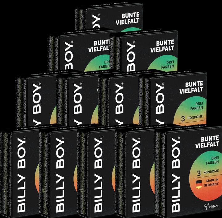 Produktbild Billyboy Billy Boy «Bunte Vielfalt» 10x3 Farbige Kondome, 52mm (30 Stk.)