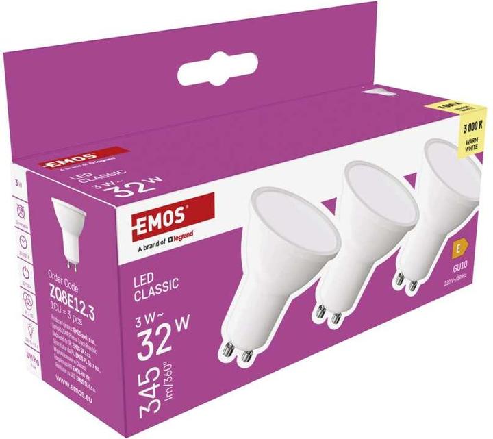 Produktbild Emos LED Lampe Classic MR16 / GU10 / 3 W (32 W) / 345 lm / Warmweiss (GU10, 3 W, 345 lm, 3 x, E)