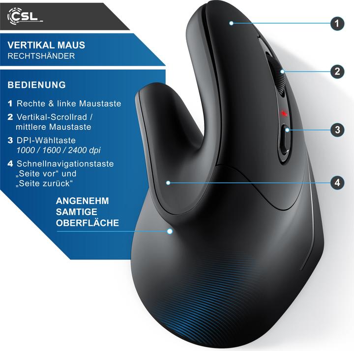 Produktbild CSL Vertikalmaus (Kabellos)
