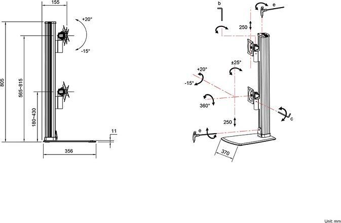 Image du produit Multibrackets Support d'écran Dual 32-50", noir, vertical (Tables, 50")
