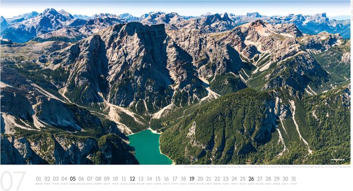 Produktbild Luftbildkalender Dolomiten 2026 (Harter Einband, Deutsch, Französisch, Englisch, Italienisch)