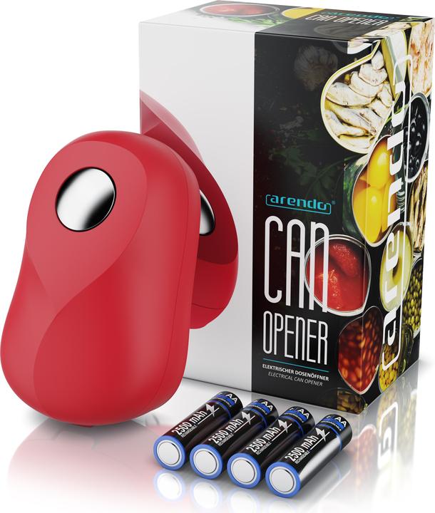 Produktbild Arendo Elektrischer Dosenöffner One Touch, automatische Drehung, für alle Dosen, ohne scharfe Kanten, rot