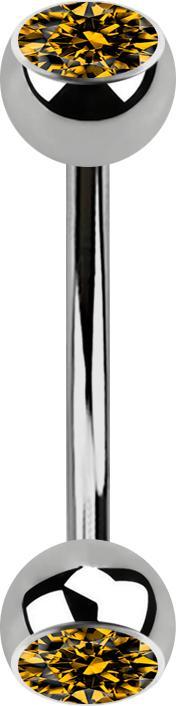 Star Piercing Micro Banane silber mit zwei Kugeln Kristall topaz (ohne Messing, Titan G23)