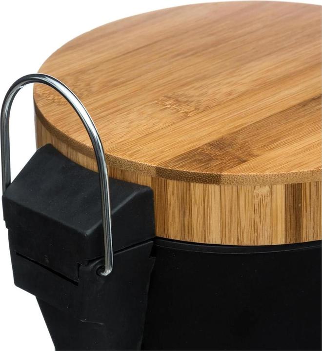 Image du produit 5Five Poubelle à pédale, bambou/métal, 3 L - noir (3 l)