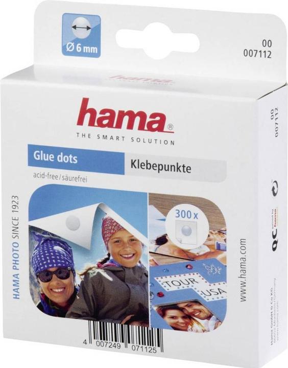 Produktbild Hama 00007112. Produktfarbe: Transparent, Form: Kreis. Durchmesser: 6 mm. Aufkleber pro Satz: 300 Stück(e