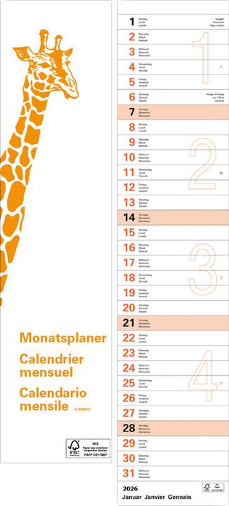 Actual product image Giraffe calendar (12 x 55 cm, No binding)