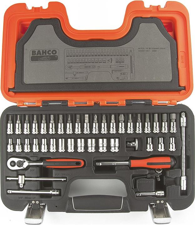 Produktbild Bahco 1/4"-Steckschlüssel-Satz, metrisch, Sechskant, inklusive Schraubendreher-Einsätzen - 46-teilig (13 mm)