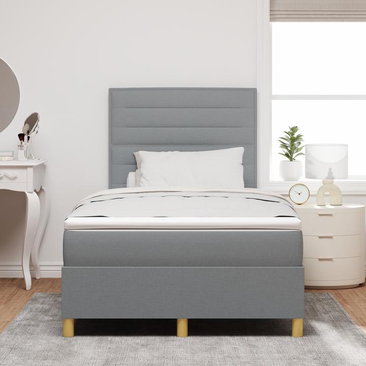 Produktbild VidaXL Boxspringbett mit Matratze Hellgrau Kleines Doppelstoff (190 x 190 cm)