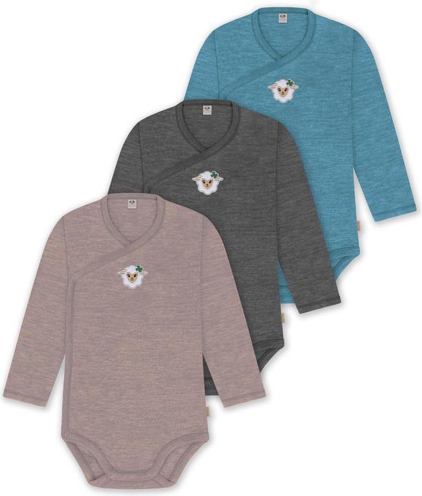 Produktbild Normani 3er Set Baby-Body Wickelbody Langarm Toddler-Bodysuit aus Merinowolle - 9357 (62)