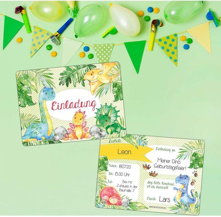 Immagine prodotto Papierdrachen 12 Einladungskarten zum Geburtstag – Dinos (12 pz.)