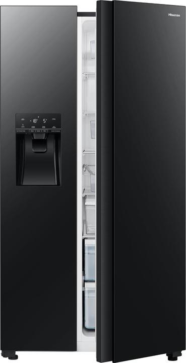 Actual product image Hisense RS694N4GBE Side-by-Side Kühlkombination Freistehend 562 l E Schwarz (562 l)