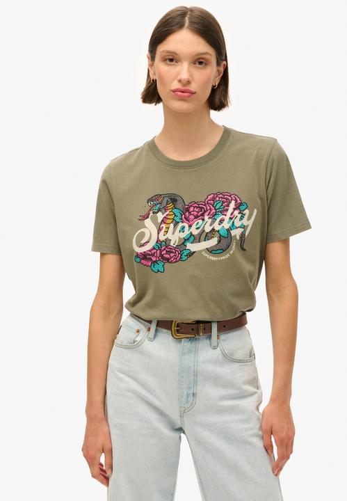 Actual product image Superdry 's casual t-shirt tattoo script (XS)