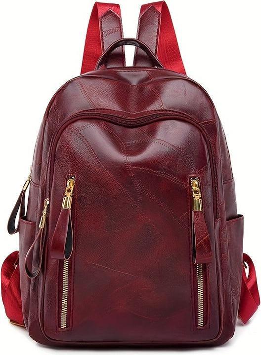 Only-Bags.Store Retro texturierte Rucksack, Mode PU Leder Daypack, lässig mehrschichtige Schultasche für Reisen (26 l)