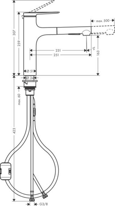 Produktbild hansgrohe Einhebel-Küchenmischer Zesis M33 ComfortZone 160, 2 jets mattschwarz